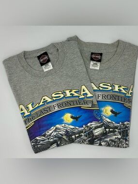 Set of 2 Y2K Harley-Davidson - Alaska- T-shirts - Matching - Medium & Large